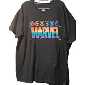 Marvel Unity Pride T-Shirt Colorful Rainbow Gradient Logo Superhero Symbols 2XL